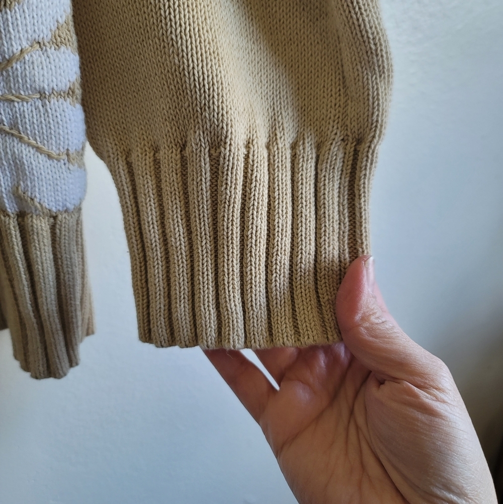 Tuckernuck, Miss Daisy Sweater, Tan/White,  Size Medium - Picture 9 of 10